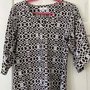 Jude Connally Brown Geometric Maria Top Sz. M